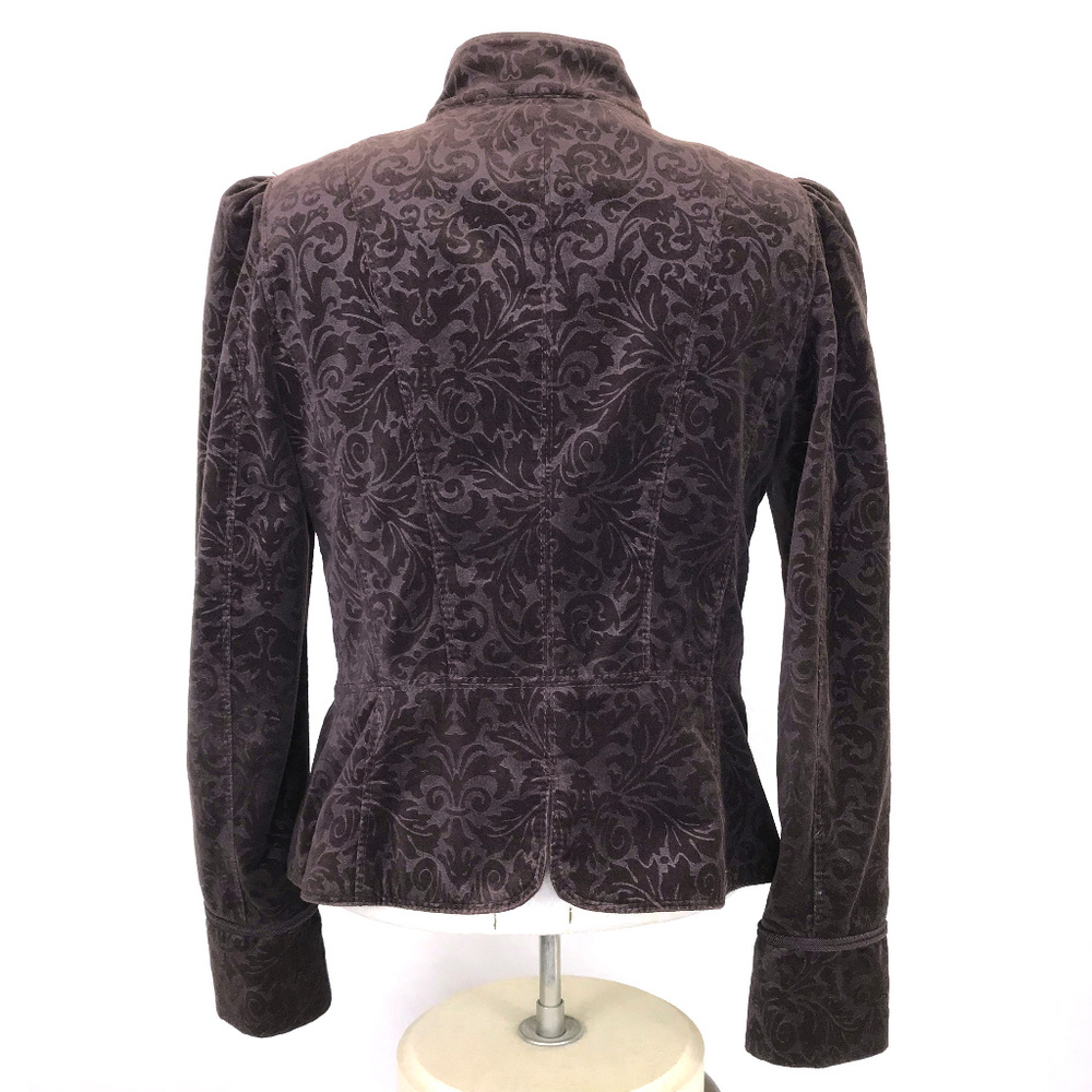 LOFT Victorian Velvet Burnout Military Jacket 6 - Picture 2 of 7